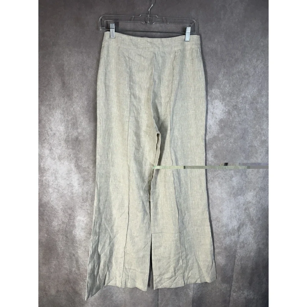 Reformation Front Seam Wide Leg Linen Pants In Oatmeal Women's Size 4